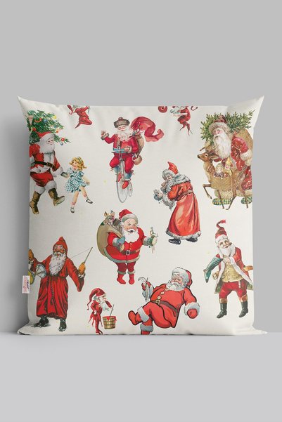 menesahome Santa Claus Christmas Patterned Red Throw Pillow Case Christmas Christmas Deer 43x43 Cm