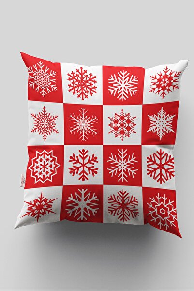 menesahome Pernă de zăpadă, pernă de Crăciun, pernă roșie, pernă albă, pernă ...
