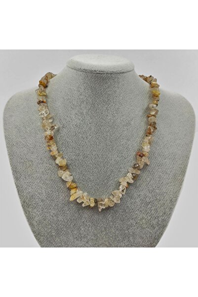 ByKolyeucum قلادة نسائية من حجر الكوارتز الروتيل الطبيعي المكسور