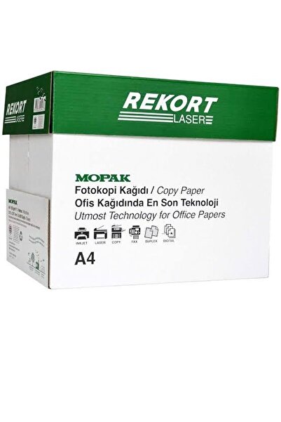 Mopak Rekort Yerli Üretim Fotokopi A4 Kağıdı 80 gr 2500 Adet Beyaz Yaprak
