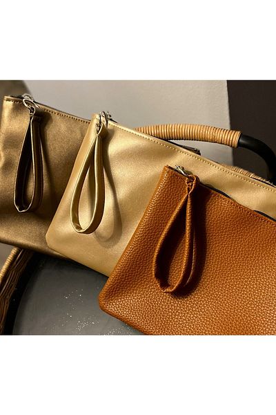 Simfa Γυναικείο Δερμάτινο Portfolio Clutch Χέρι / Organizer τσάντας μακιγιάζ με επένδυση με φερμουάρ