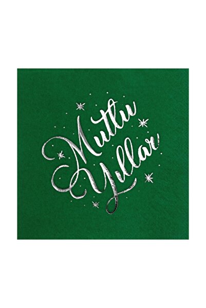 Story 33x33 Cm Silver Foil Happy Birthday Patterned 16-Piece Green Colored Pa...