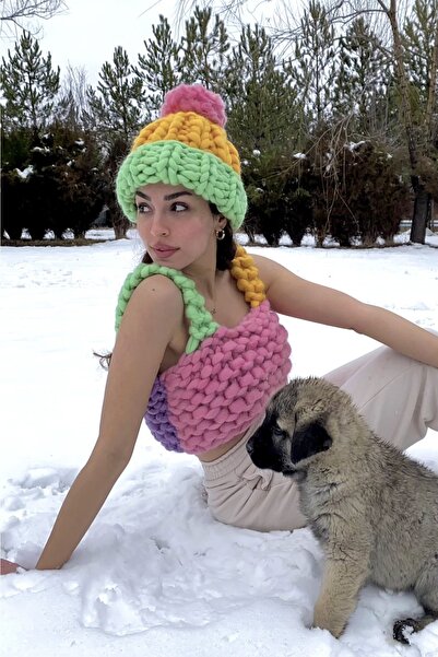 HEYAYS Petit El Örgüsü Triko Crop Top