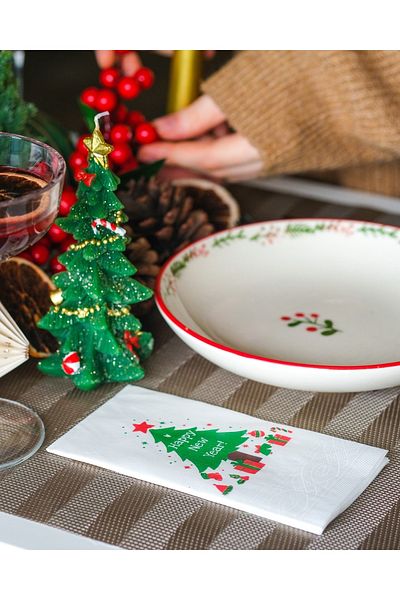 SimeStore Talking Napkin (christmas- Happy New Year - Pine Tree)
