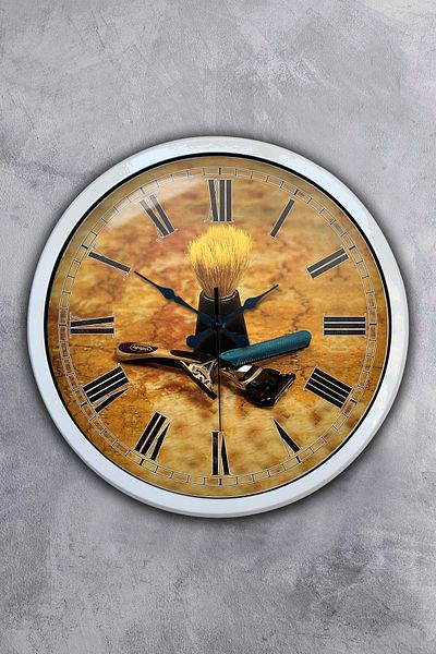 Kasva Concept Gift 40 cm White Metal Barber Wall Clock