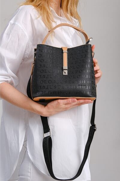 Just Polo حقيبة نسائية ذات حزام طويل قابل للتعديل مكونة من 5 أقسام باللون الأ...