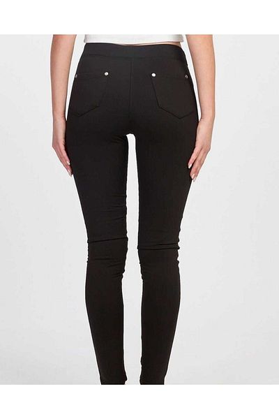 BAHHAR Women's Black Large Size High Waist Detailed Recovery Steel Knitted Leggings