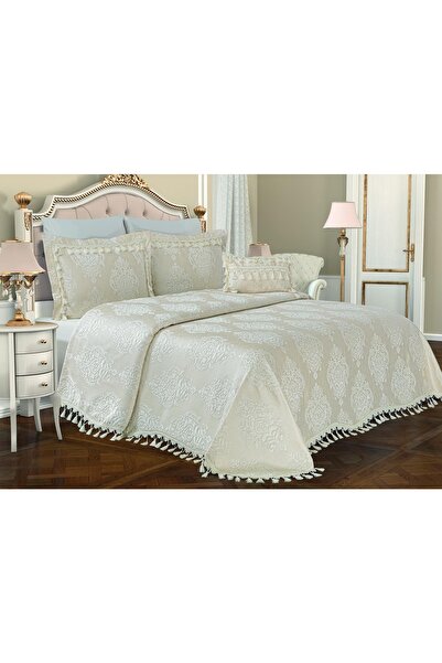 Finezza Σετ κρεμ καλύμματος κρεβατιού Larissa από βαμβάκι/πολυεστέρα ζακάρ ύφασμα 7 τεμαχίων - 357
