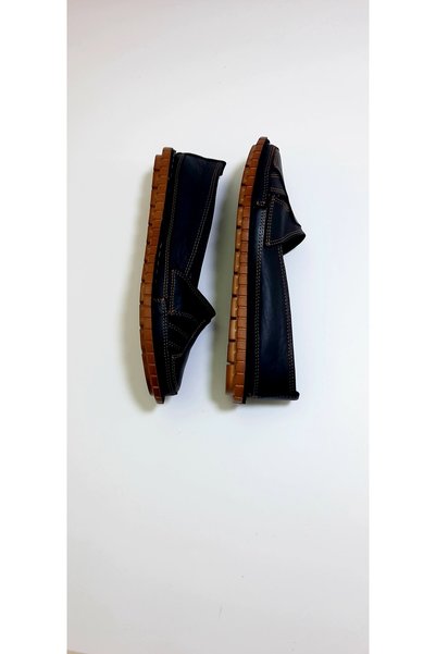 KAPAR Inside and Outside 100% Genuine Leather Orthopedic Braided Black Ballerinas