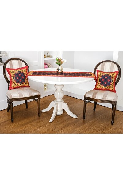 Finezza Belize Printed Fabric Red and Black Runner Throw Pillow Set 3 Pieces ...