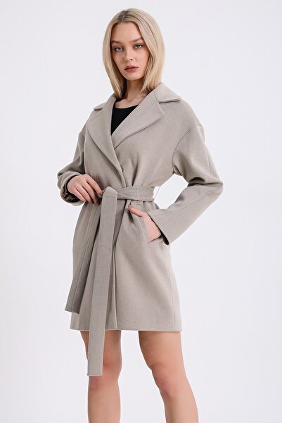 Leather Club Bej Kaşmir Kaban