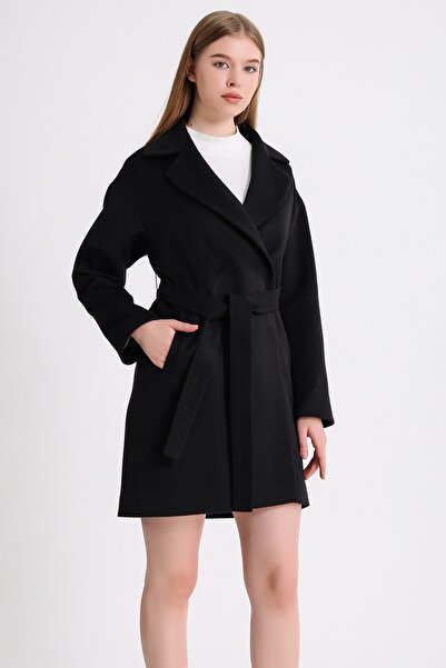 Leather Club Siyah Kaşmir Kaban