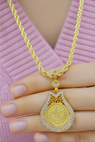 aytekgold Tuğralı Lale Halat Kolye