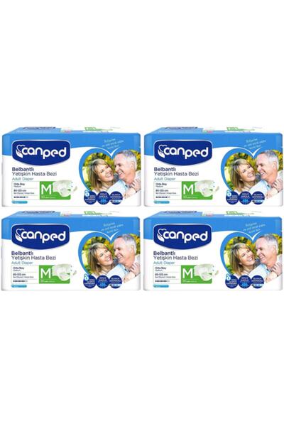 Canped M متوسط 120 قطعة حفاضات بوليتين للبالغين - مع حزام الخصر (4pk*30)