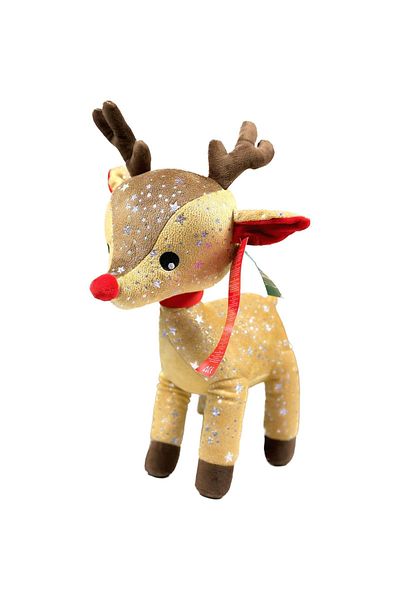 QUEEN AKSESUAR Bright Star Patterned Imported Cute Plush Deer - Toy Plush Reindeer