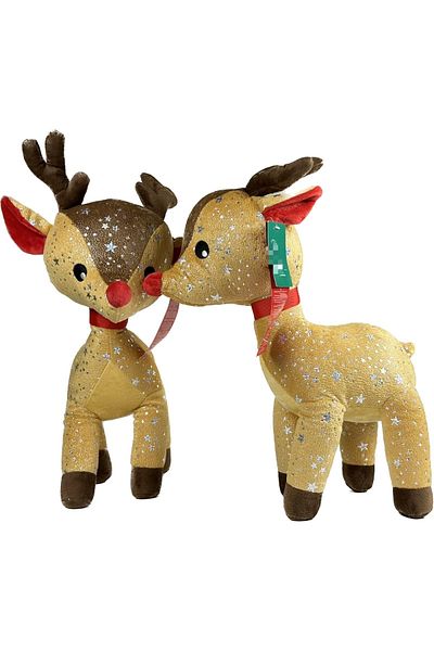 QUEEN AKSESUAR Bright Star Patterned Imported Cute Plush Deer - Toy Plush Reindeer