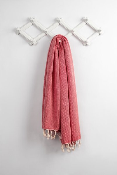 Denizli Concept Peshtemal roșu Likya 95x190 cm - Peshtemal cu absorbție ridicată cu puf și model