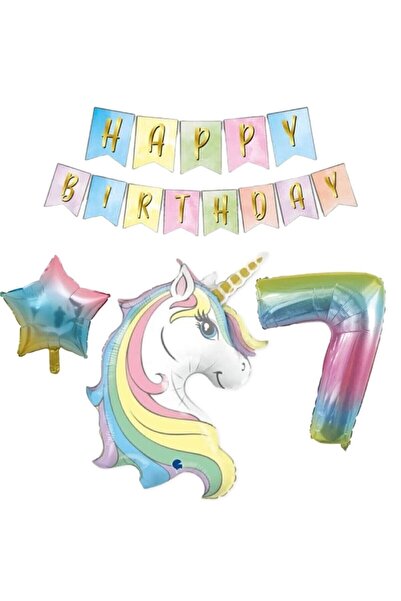 RÖNESANS PARTİ مجموعة بالونات يونيكورن فويل لعمر 7 سنوات