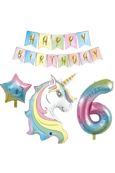 BEST PARTİ DOĞUM GÜNÜ PARTİ SÜSLERİ مجموعة بالونات فويل يونيكورن عمرها 6 سنوات