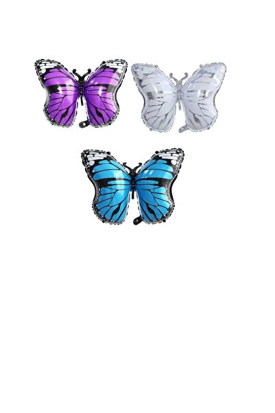 BEST PARTİ DOĞUM GÜNÜ PARTİ SÜSLERİ Purple-blue-white Butterfly 3-Piece Foil ...
