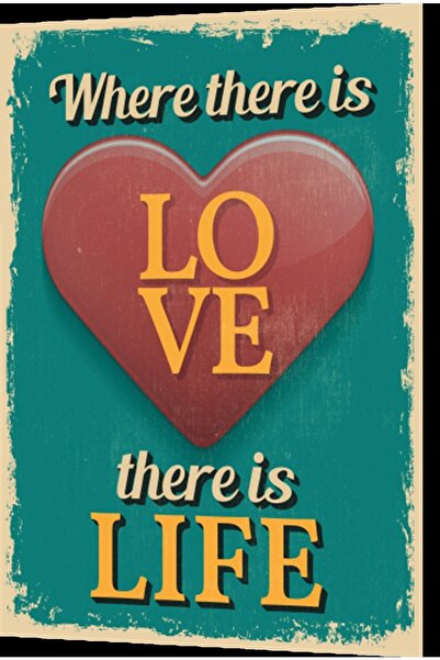Hayat Poster Love Is Here Wooden Painting with Artistic Frame Appearance