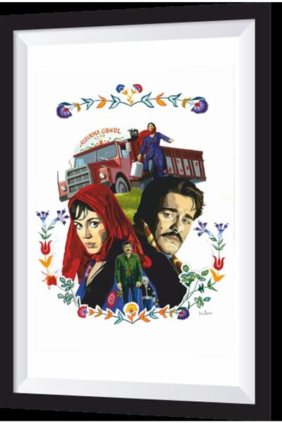 Hayat Poster Elvi Boylum Al Yazmalım Yeşilçam Sanatsal Çerçeve Görünümlü Ahşa...