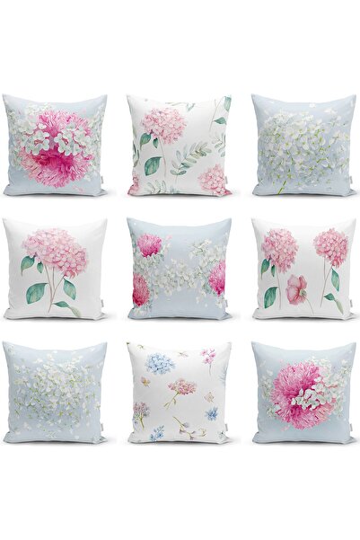 Realhomes Çift Taraflı Özel Tasarım Ortanca Çiçeği Motifli Dijital Baskılı Mo...