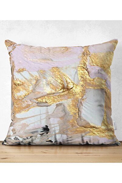 Realhomes Çift Taraflı Gold Detaylı Soyut Çizimli Dijital Baskılı Modern Raşe...