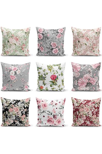 Realhomes Față de pernă tricotată Raschel, cu model de flori albe, cu două fe...