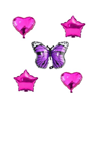 Generic Brand Purple Butterfly Pink Foil Balloon Set