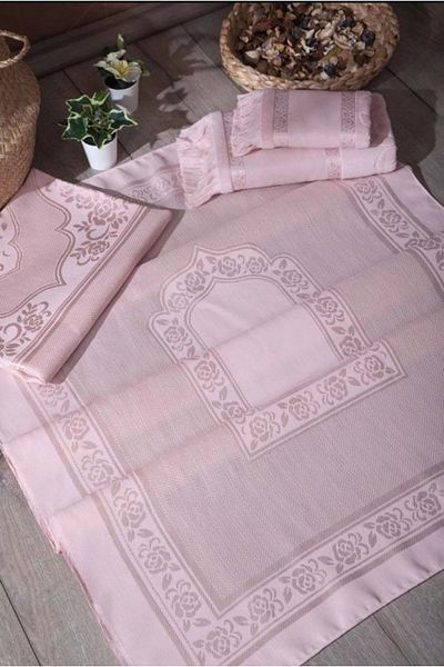 sarra 4-Piece Fringed Etamine Bundle Set - Powder