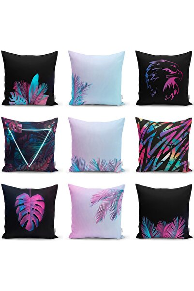 Realhomes Çift Taraflı Tropik Yapraklar Üzerinde Neon Üçgen Motifli Raşel Örm...