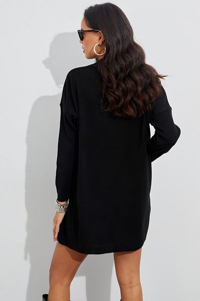 Cool & Sexy Women's Black Knitwear Tunic YV110
