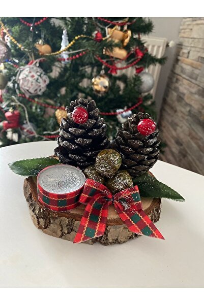 Minimalhomedesign زخرفة عيد الميلاد 11 سم - ديكور طاولة شمعة تيلايت مع مخاريط...