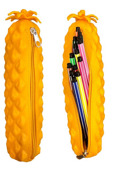 FLY COLOR Silicone Pineapple Figured Pencil Case Yellow