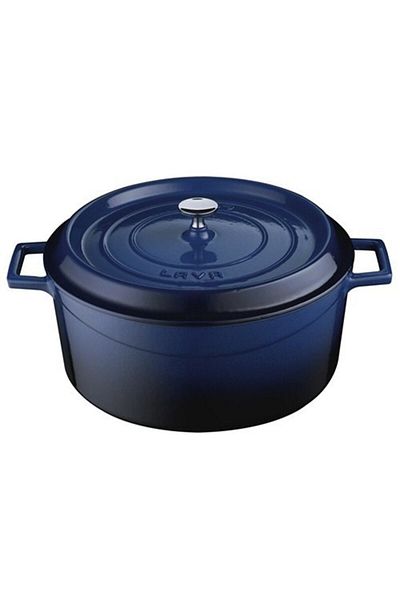 Lava Cast Iron Round Pot Diameter 28 Cm Petrol Blue
