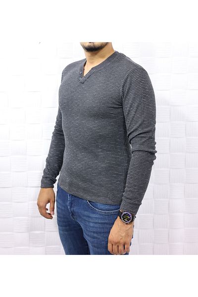 FBI Men's Blue Slim Fit Basic Crew Neck Knitwear Sweater 62475