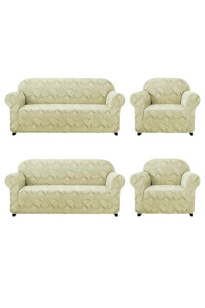 elgeyar Flexible Jacquard Sofa and Sofa - Sehra Patterned 3+3+1+1 Set
