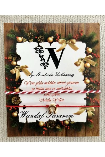 wundaf tasarım Wundaf Yılbaşına Özel Kırmızı Ipli Altın Kaplama Nal Bileklik ...