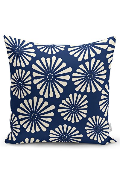 Realhomes Çift Taraflı Lacivert Zeminde Onedraw Çizimli Papatya Baskılı Moder...