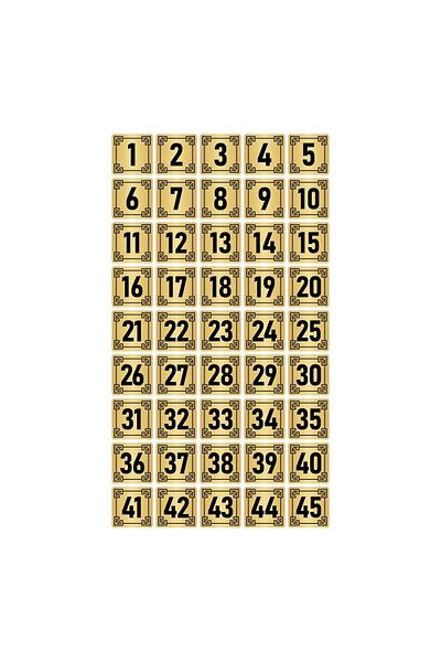Özarslan Dizayn لافتة رقم خزانة طاولة باب معدني 3.5x3.5 سم لون ذهبي 45 قطعة (1…45)