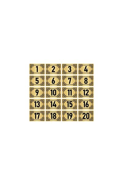 Özarslan Dizayn Metal Door Table Cabinet Number Sign 10X15Cm Gold Color 20 Pieces (1…20)