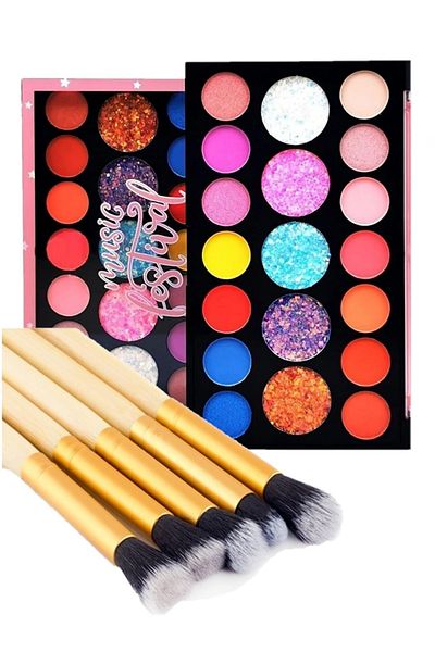 Lavider Set of 19 Glitter Eyeshadow Palettes and 5 Mixing Brushes