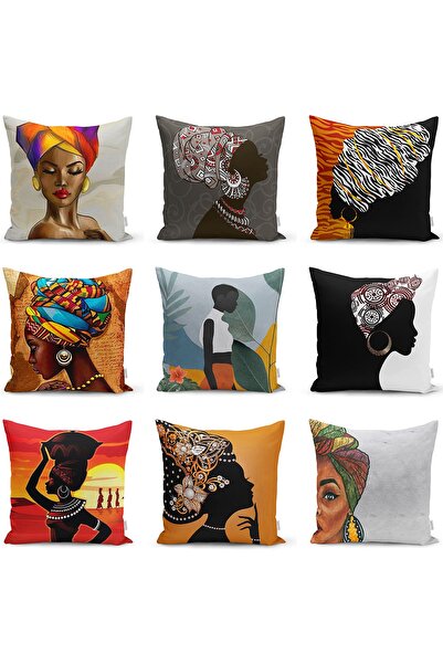 Realhomes Çift Taraflı Siyah Ve Karamel Zeminde Zenci Kadın Dijital Baskılı R...