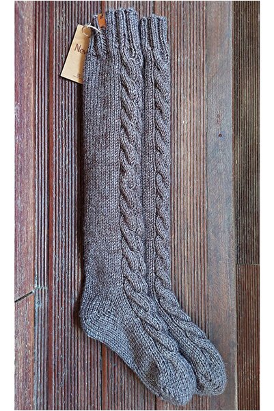 NevRa Örgüleri El Örgüsü Uzun Örgü Kalın Yün Çorap Sütlü Kahve Melanj