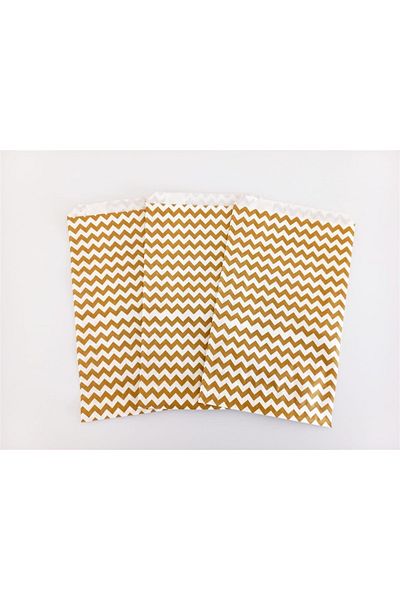 anka design Patterned Paper Bag, White-gold Zigzag (18x30 - 10 Pieces)