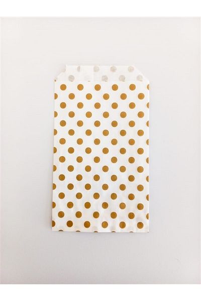 anka design Patterned Paper Bag, White-gold Polka Dot (11X20 - 10 PCS)