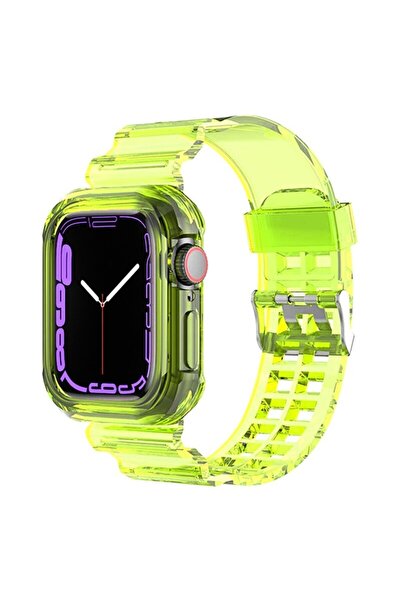 Quse Apple Watch Seri 9 8 7 6 5 4 3 2 1 Se 45mm-44mm-42mm Uyumlu Şeffaf Trans...