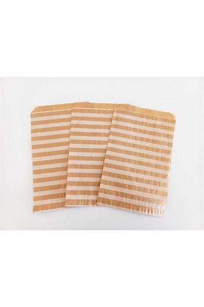 anka design Patterned Paper Bag, Kraft-white Striped (18X30 - 10 PCS)