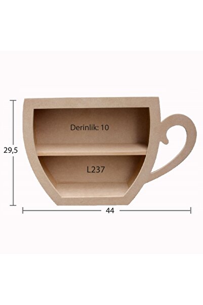 MCM GROUP L237 Fincan Raf (sağ), Boyasız Ham Ahşap Mdf Duvar Rafı